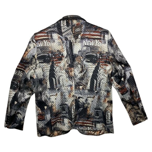 Barabas Men's XL New York All Over Print Waffle Jacket Blazer Paisley Interior - Picture 2 of 16